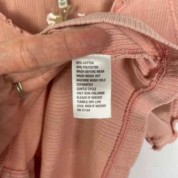 True Craft | NWT Pink Structured Tank Lettuce Ruffle Fitted Shirt - Picture 6 of 6